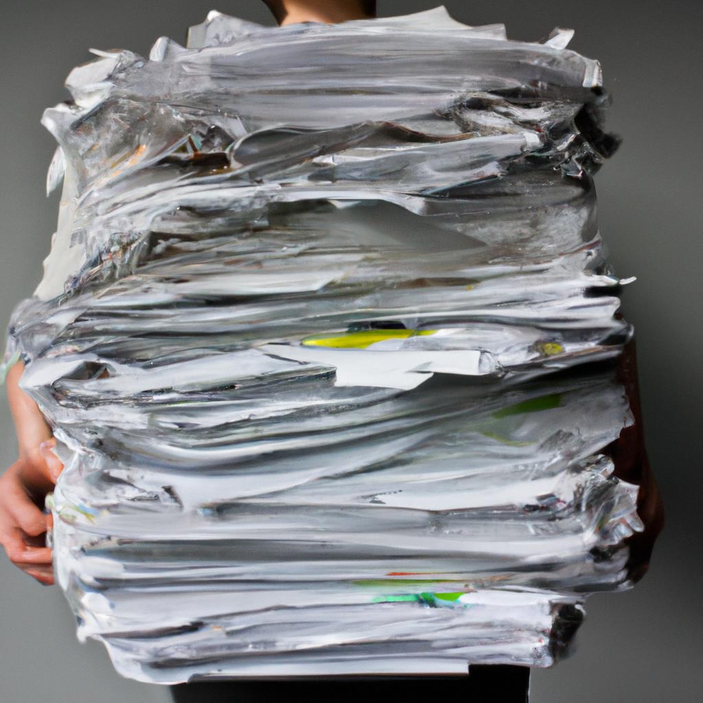 Person holding recycled paper stack