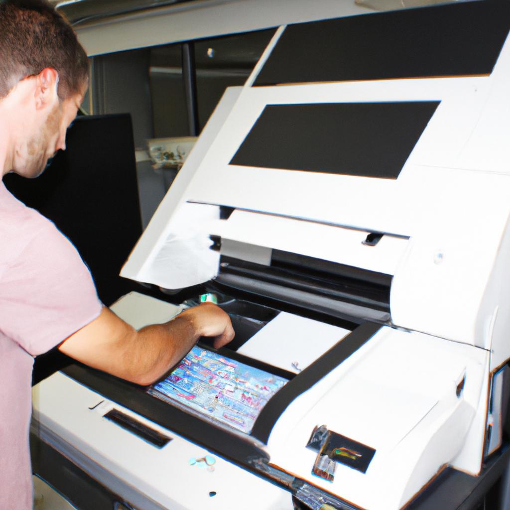 Person operating advanced printing technology